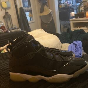 Jordan Black and Blue Athletic Shoes